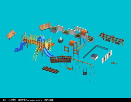小区常用运动休闲器材3d模型