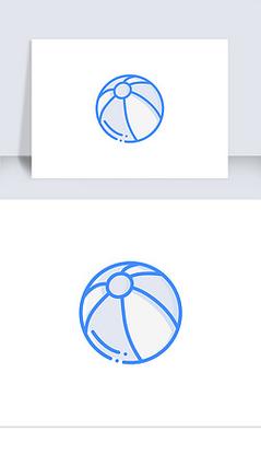 皮球ui设计|蓝色线性简约图标体育器材皮球icon图标